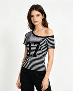 Retro striped short sleeves