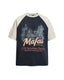 Distressed print color-blocked short-sleeved shirt