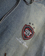 Embroidered denim hoodie