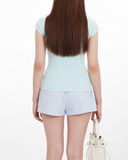 Slim-fit versatile printed short sleeves