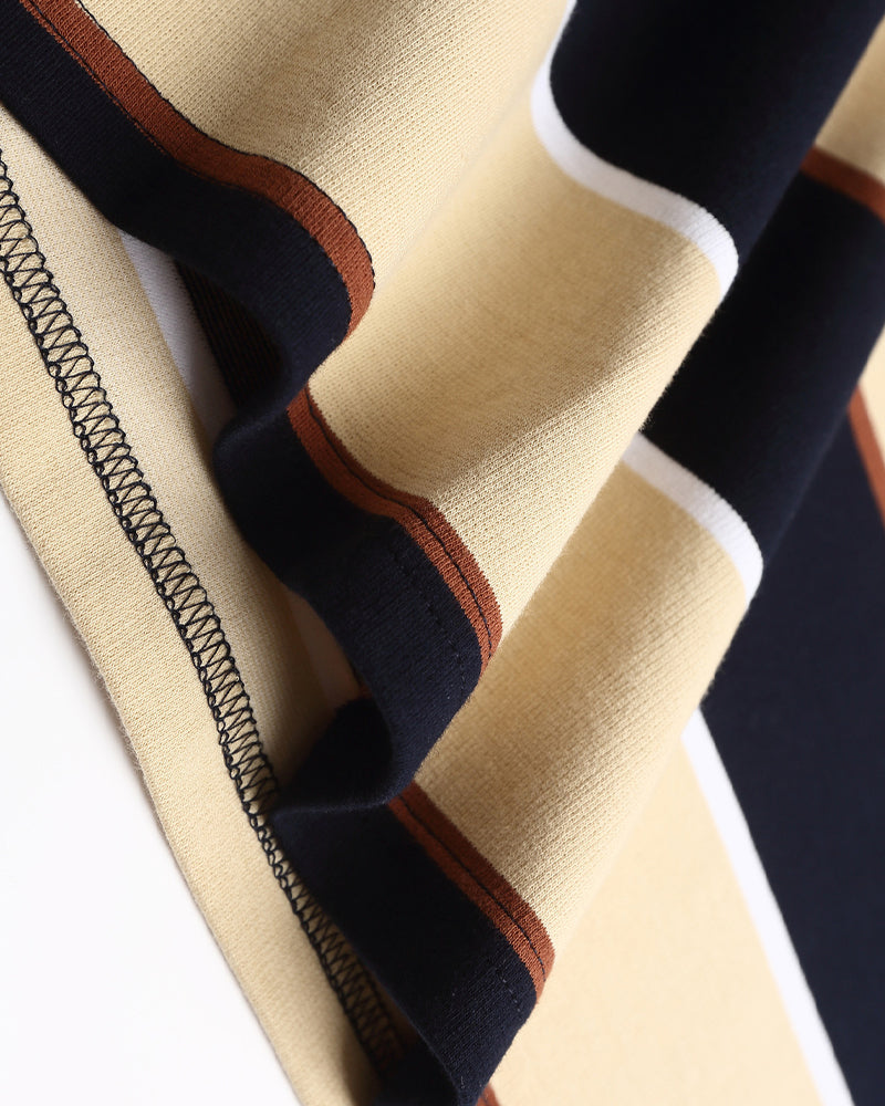 Striped contrast lapel sweatshirt