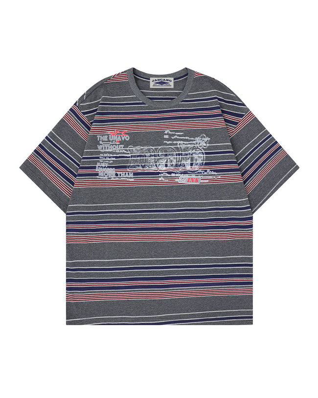 Retro color-blocked short-sleeved shirt Hover Image