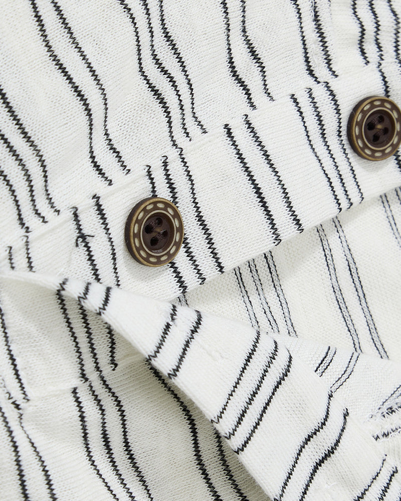 Striped loose short-sleeved shirt