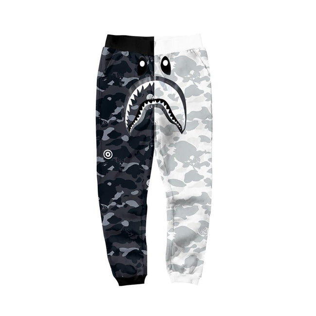 BAPE Camo Shark Sweatpants – Black & Grey Streetwear Joggers Main Image