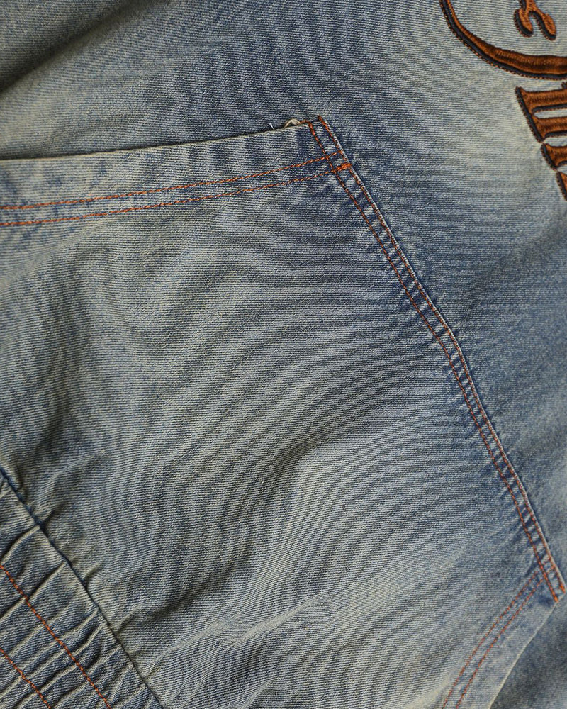 Embroidered denim hoodie