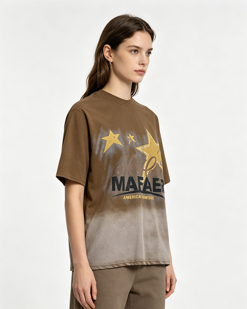Washed distressed short-sleeved shirt
