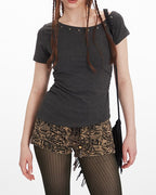 Off-shoulder slim short sleeves