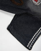 Washed patchwork short-sleeved shirt