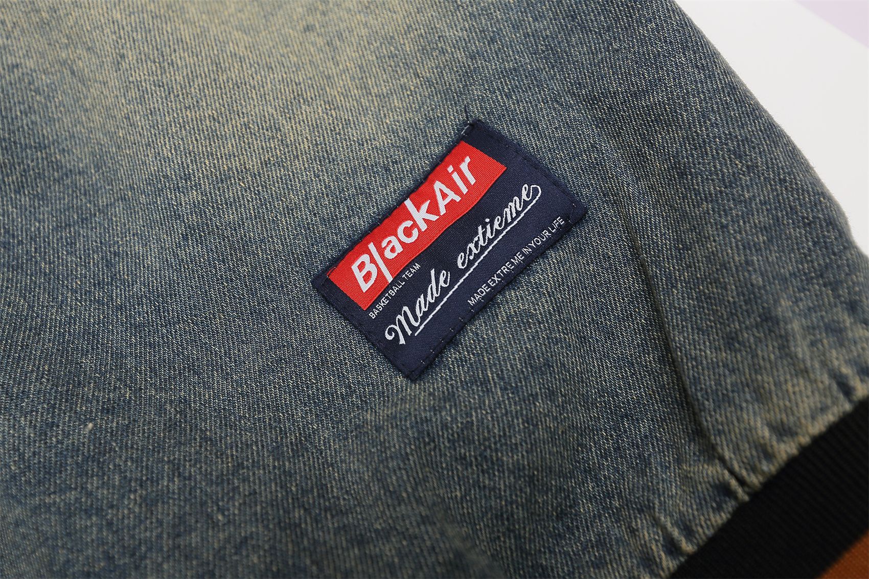 Retro distressed washed denim long sleeves