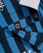 Retro striped embroidered short-sleeved shirt