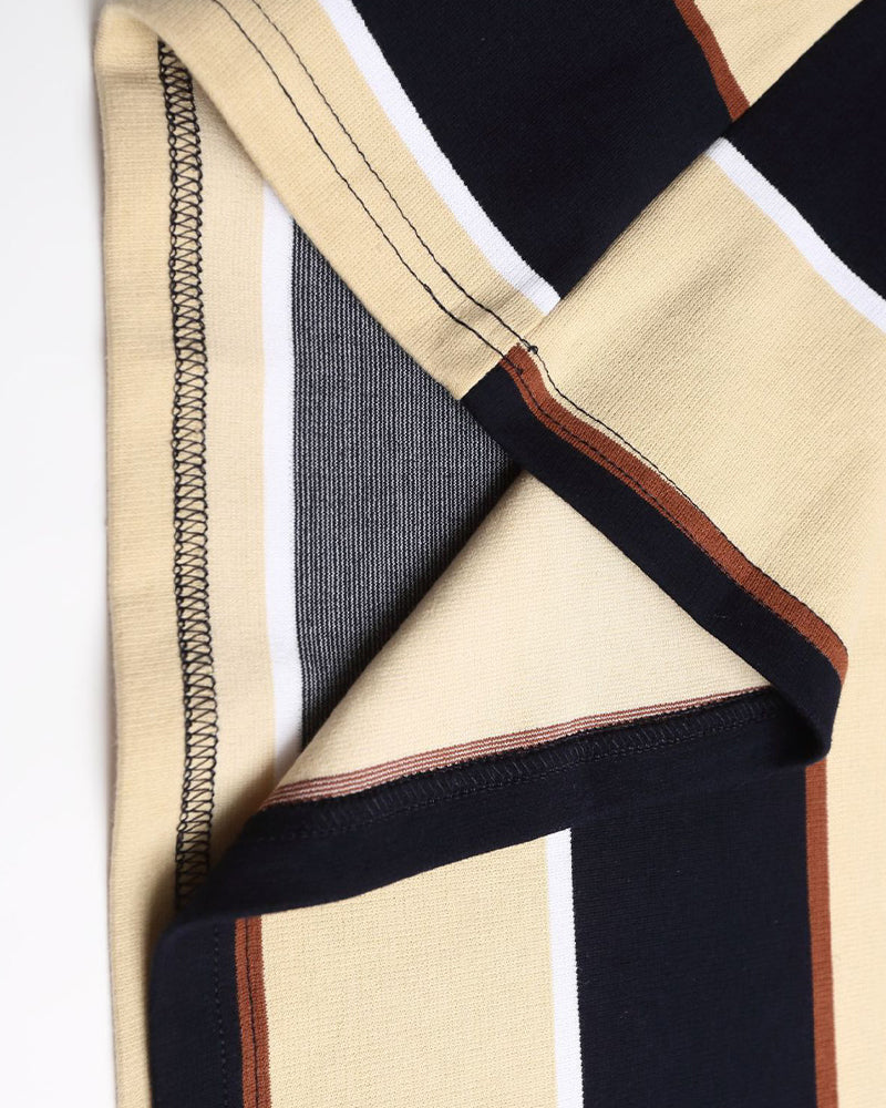 Striped contrast lapel sweatshirt
