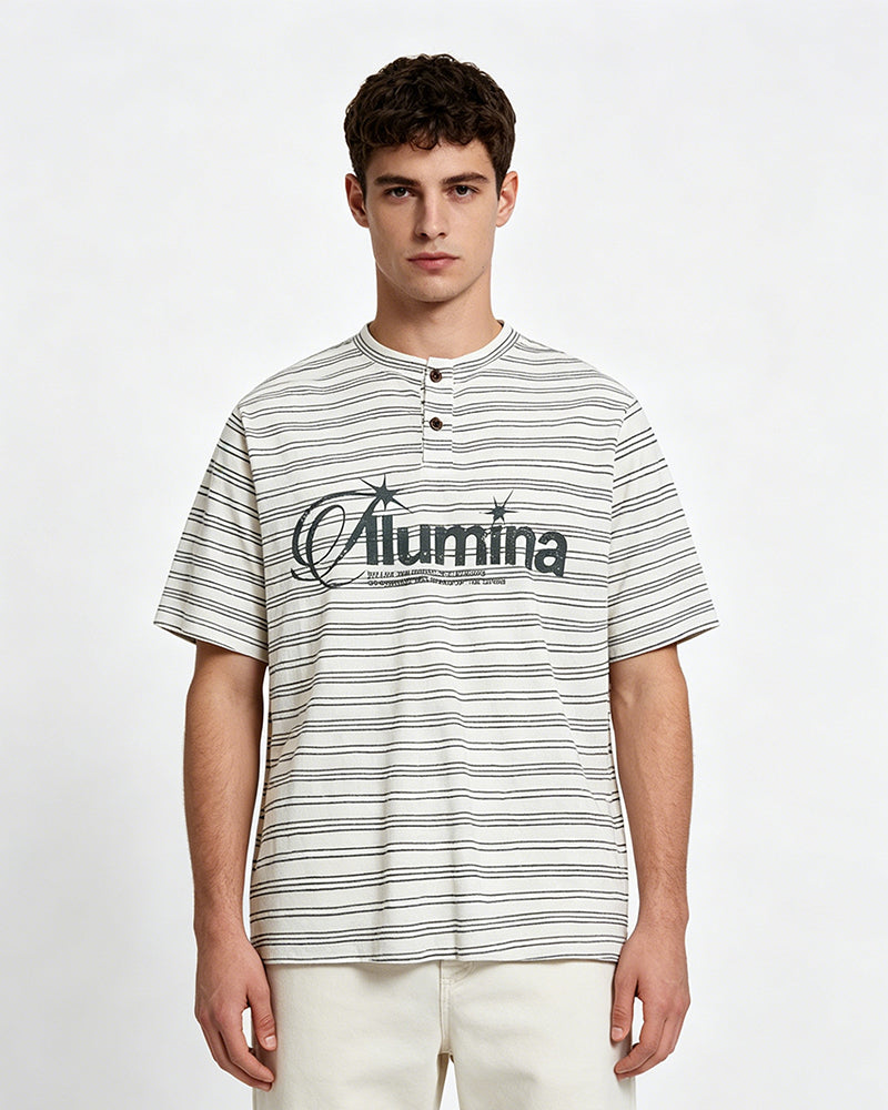 Striped loose short-sleeved shirt