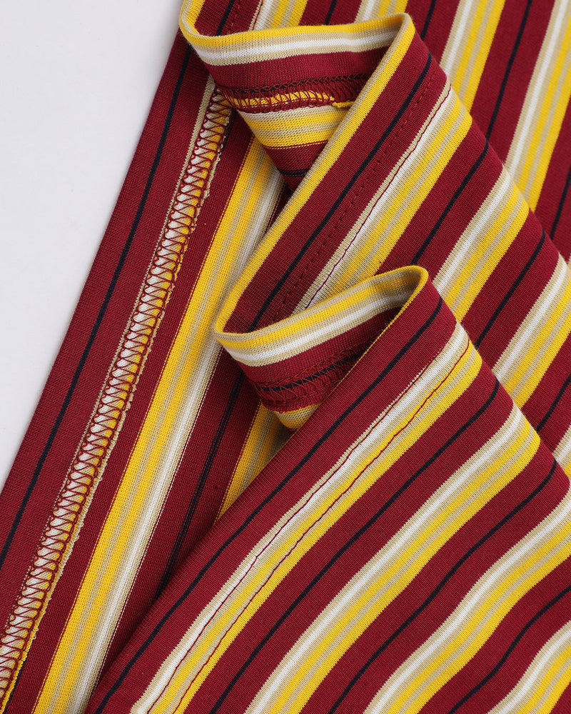 Retro contrast striped short sleeves