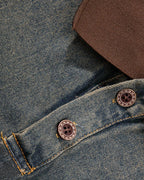 Distressed gradient denim long-sleeved shirt