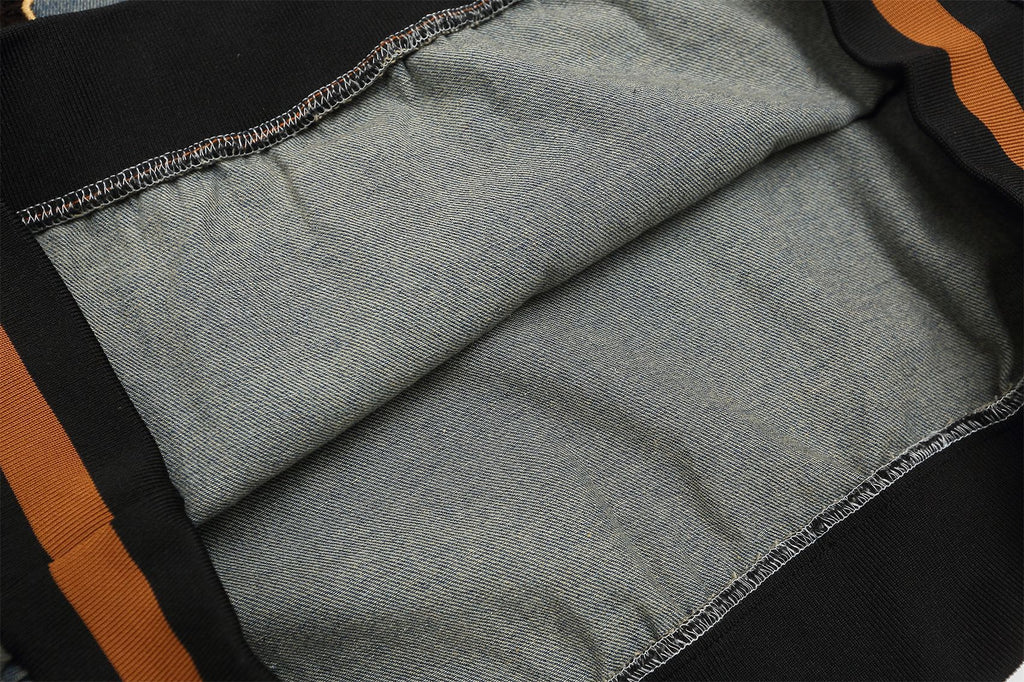 Retro distressed washed denim long sleeves