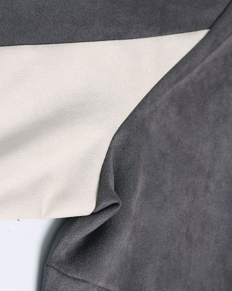 American retro patchwork contrasting short sleeves