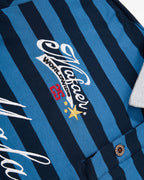 Retro striped embroidered short-sleeved shirt