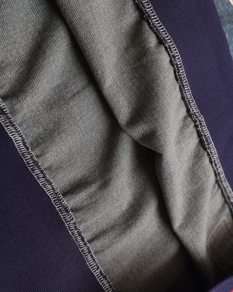 Vintage washed embroidered denim sweatshirt