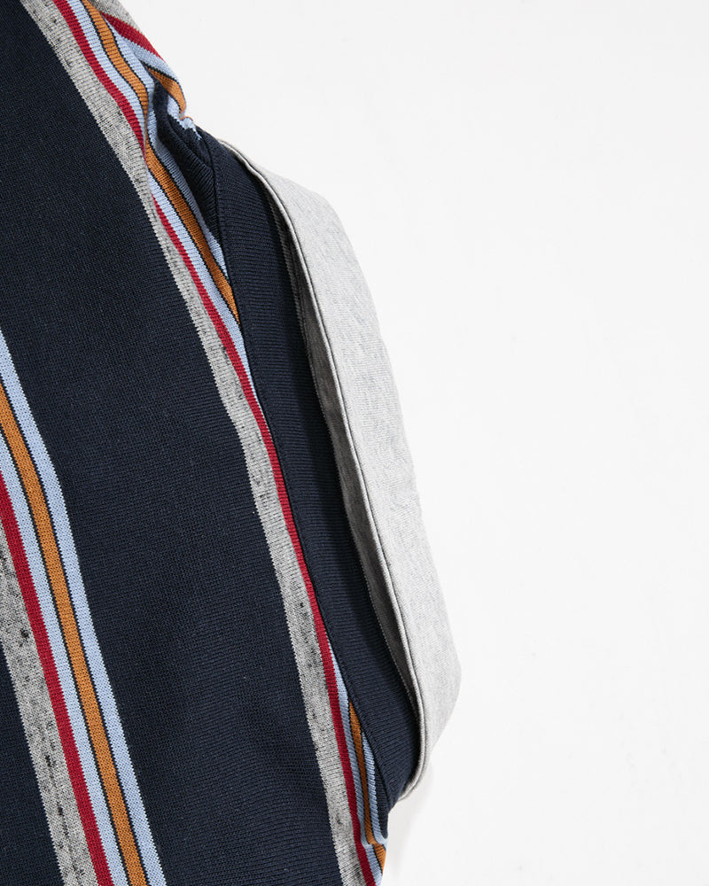 Color-blocked striped faux two-piece long-sleeved top
