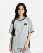 Irregular Color-Block Stripe Short-Sleeve Top