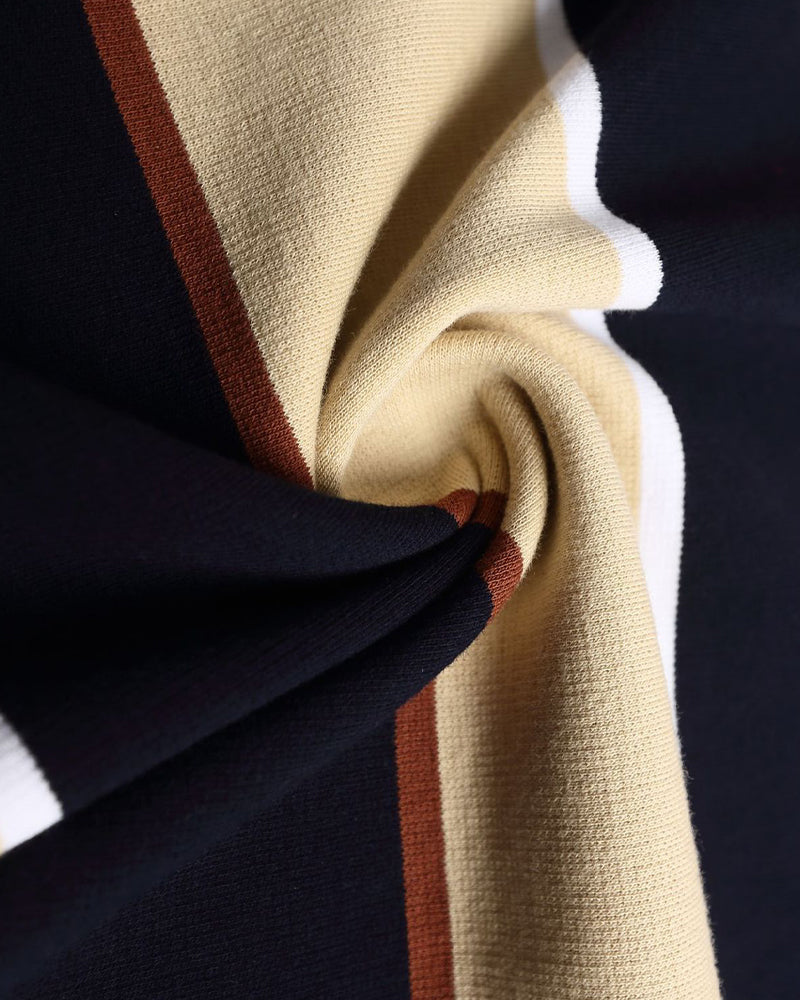 Striped contrast lapel sweatshirt