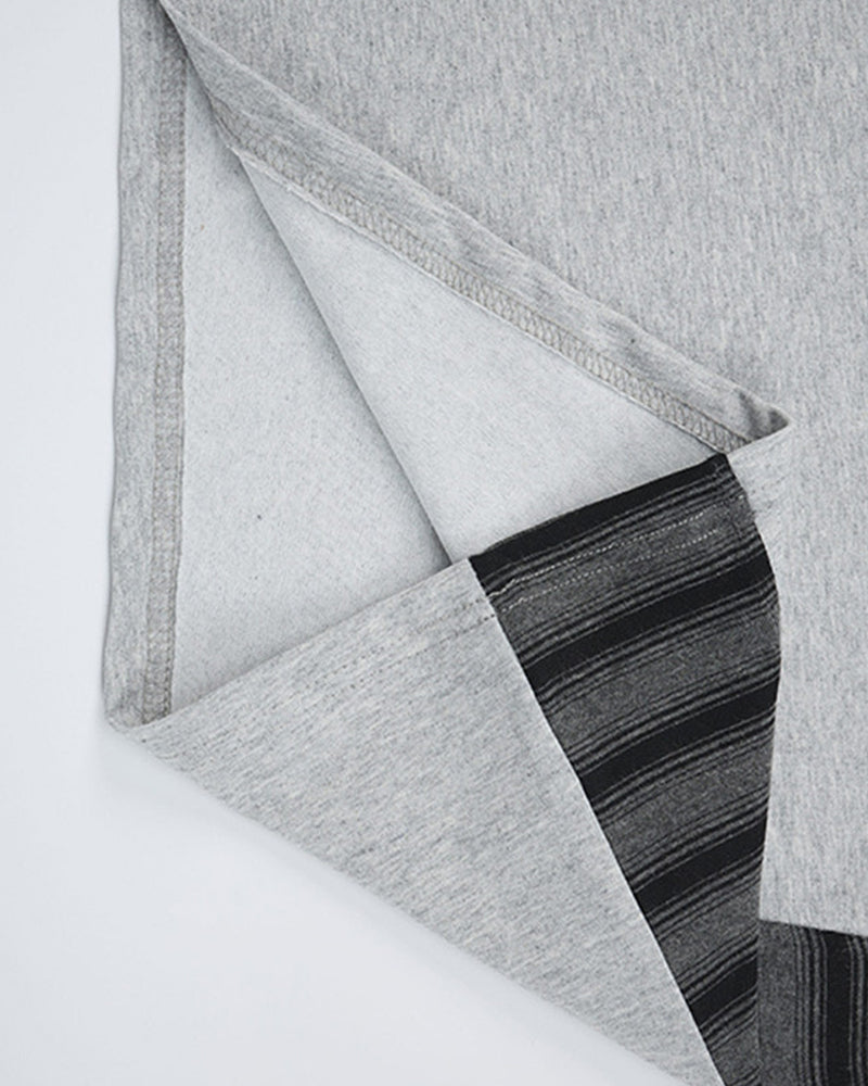 Irregular Color-Block Stripe Short-Sleeve Top