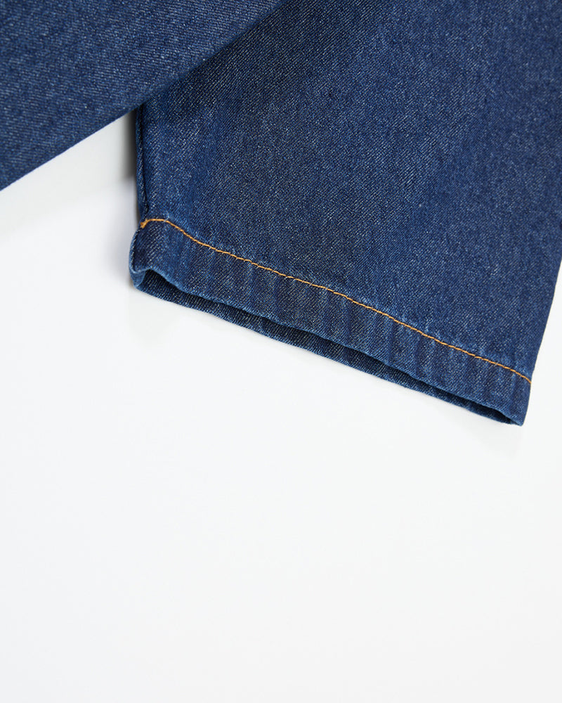 Gradient denim washed short-sleeved shirt