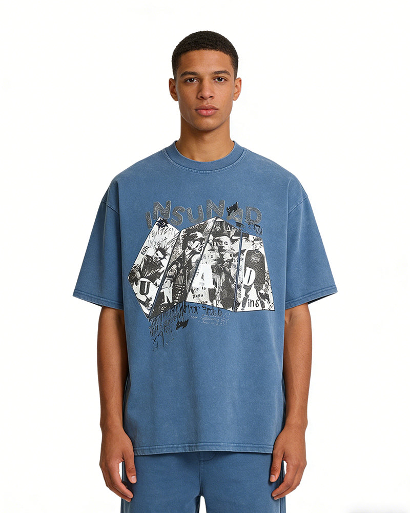 Collage Distressed Short-Sleeved T-shirt