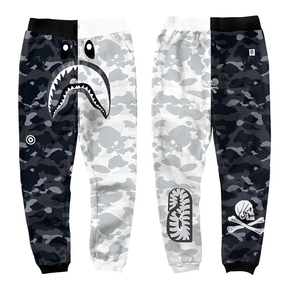 BAPE Camo Shark Sweatpants – Black & Grey Streetwear Joggers