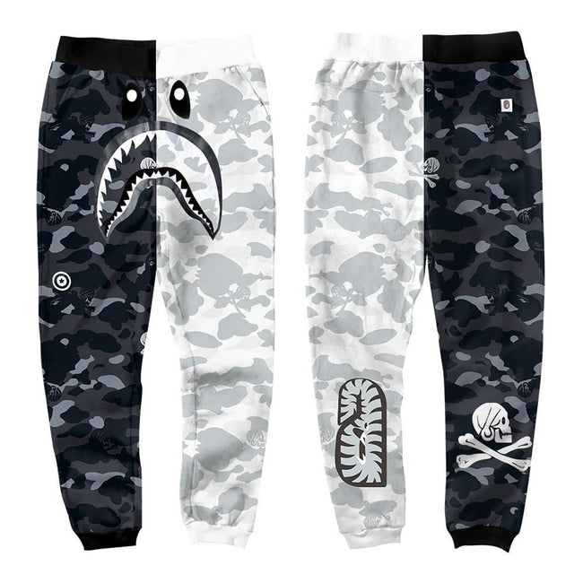 BAPE Camo Shark Sweatpants – Black & Grey Streetwear Joggers Hover Image