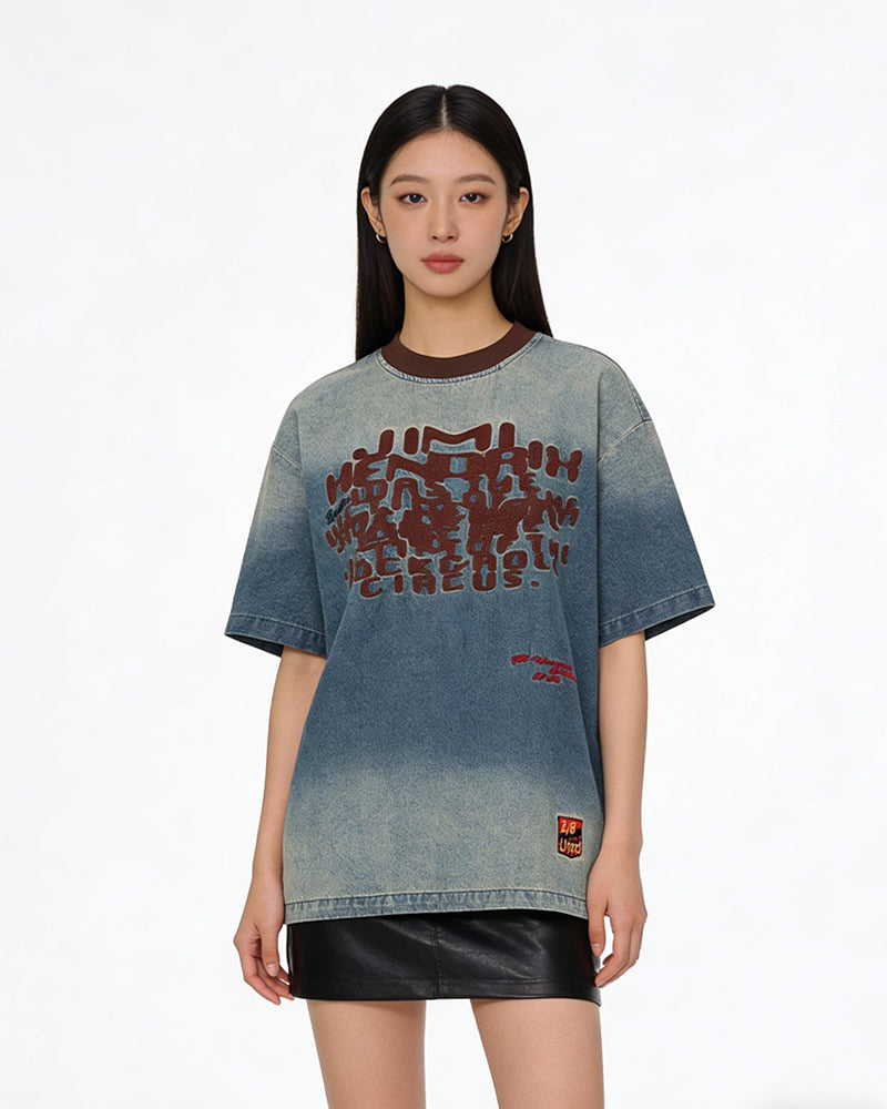 Washed distressed short sleeves