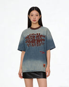 Washed distressed short sleeves