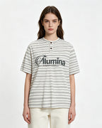 Striped loose short-sleeved shirt