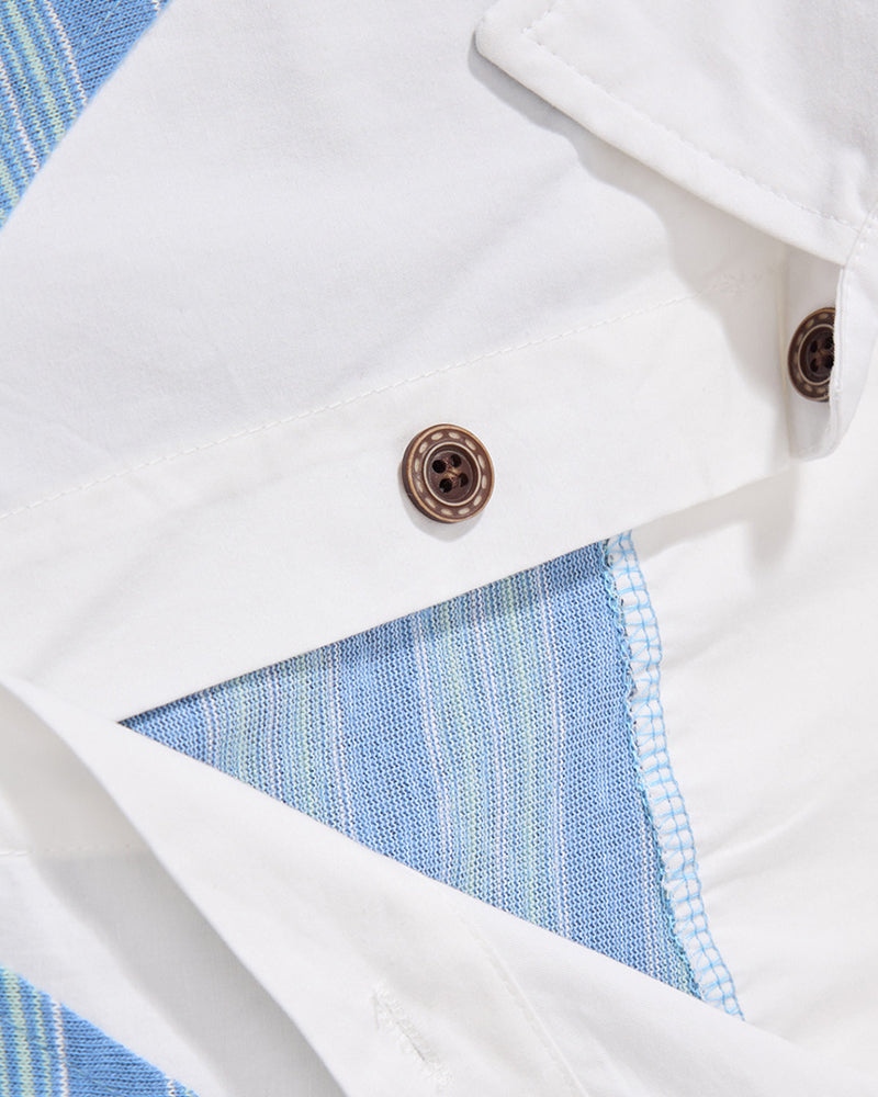 Faux two-piece polo shirt with spliced long sleeves