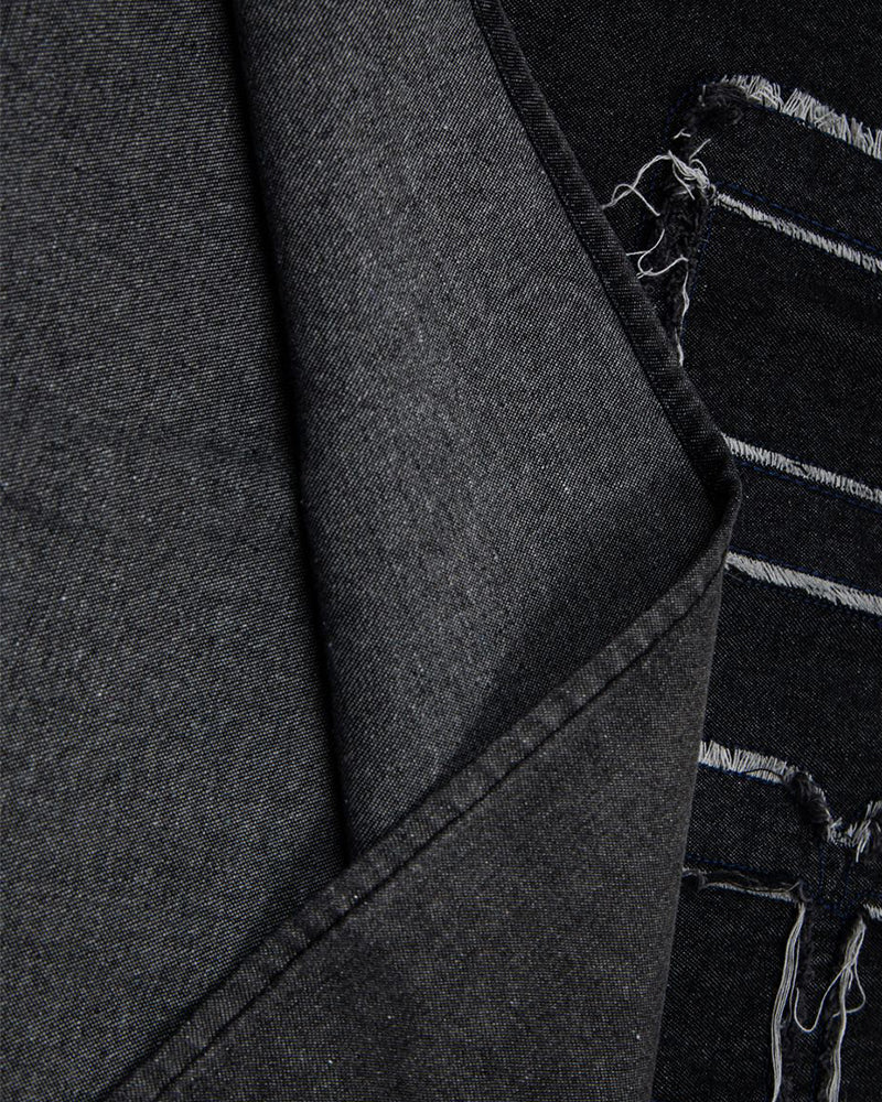 Washed patchwork short-sleeved shirt