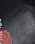 Embroidered distressed short-sleeved shirt