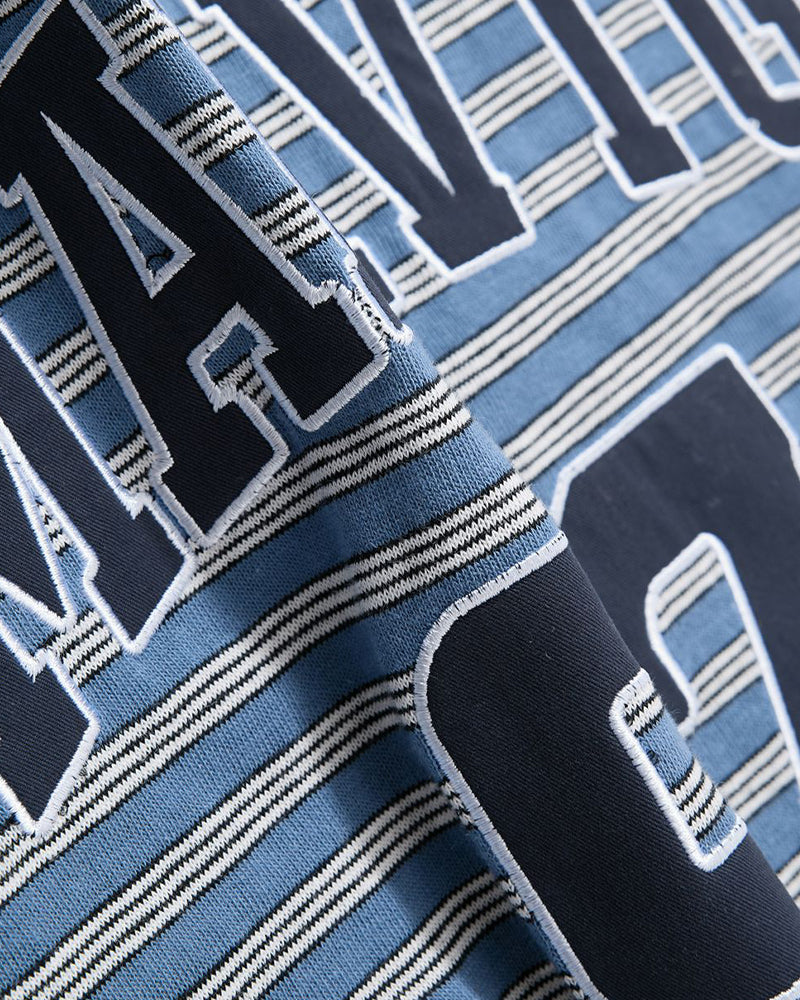Embroidered striped short-sleeved shirt