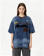 Appliqué Embroidered Denim Short-Sleeve T-Shirt