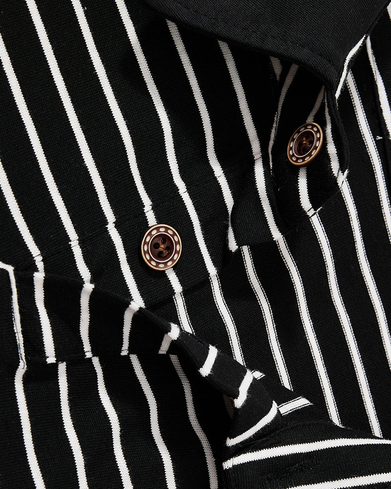 Color-blocked striped casual long-sleeved shirt