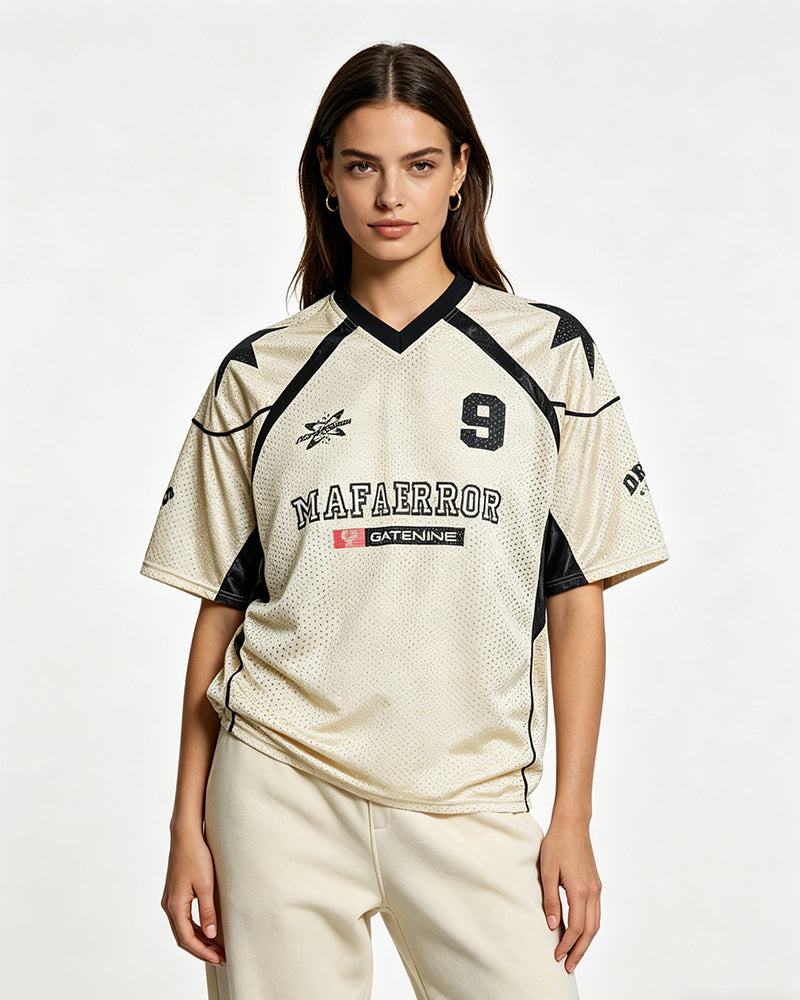 Color-blocked short-sleeved shirt