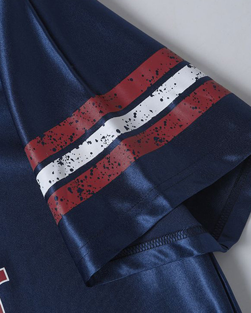 Spliced sports short sleeves