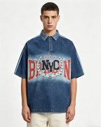 Retro washed short-sleeved shirt