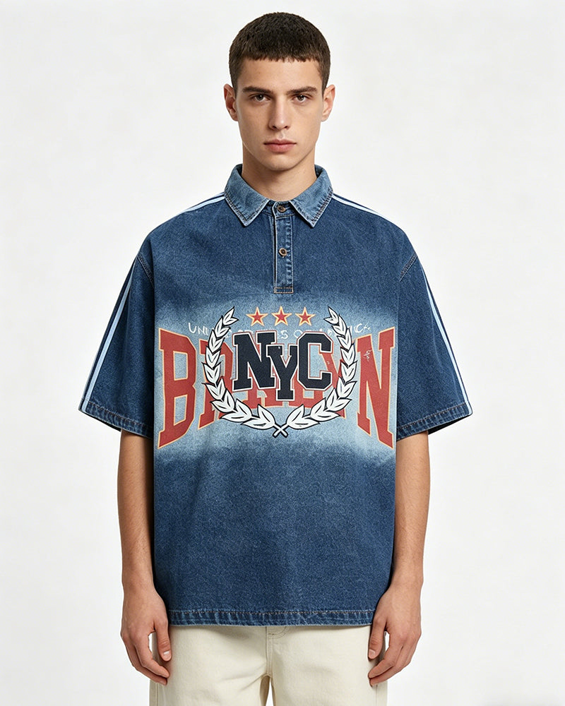 Retro washed short-sleeved shirt