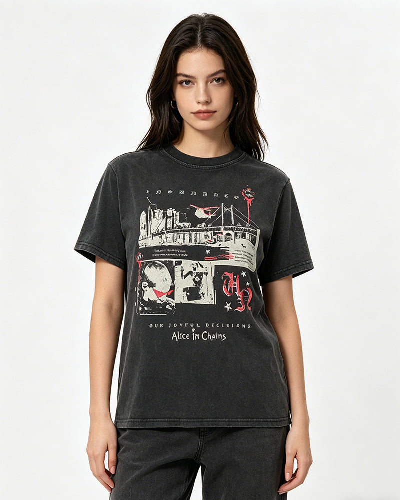 Retro washed distressed short sleeves
