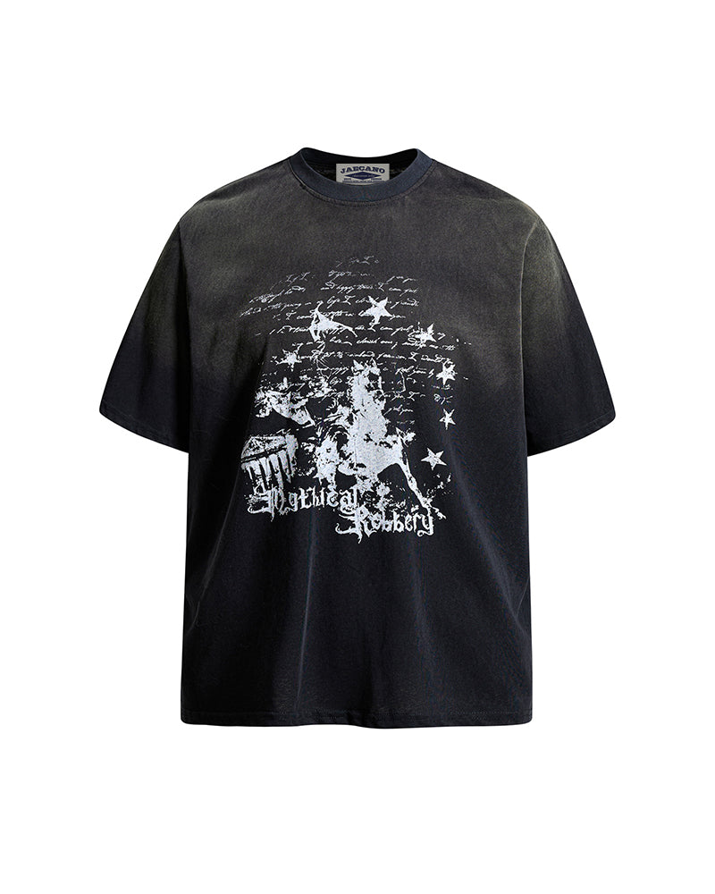 Washed gradient short-sleeved shirt