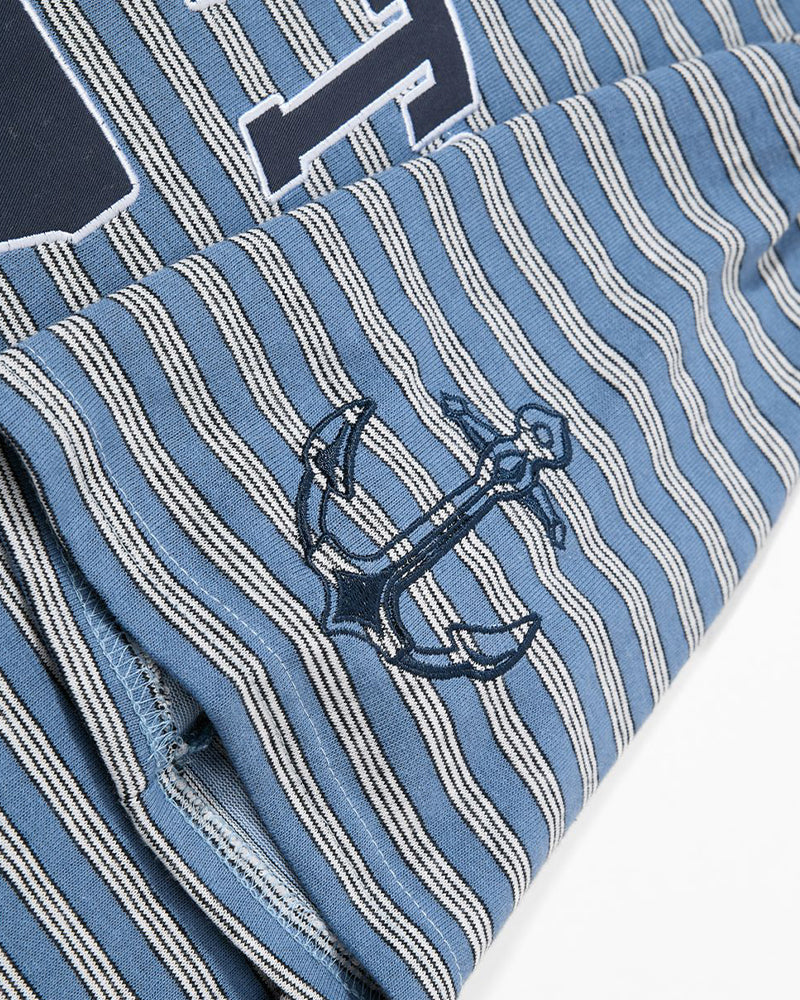 Embroidered striped short-sleeved shirt