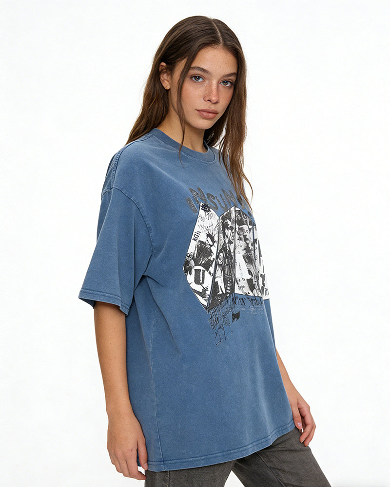 Collage Distressed Short-Sleeved T-shirt