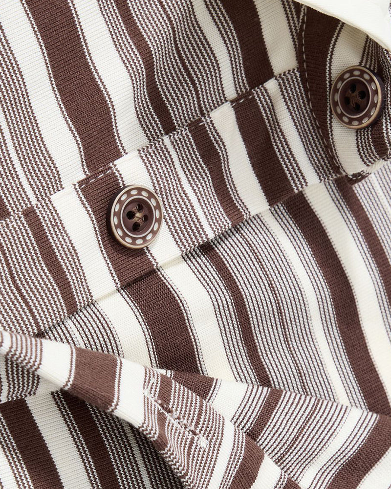 Retro-style faux two-piece polo long-sleeved shirt