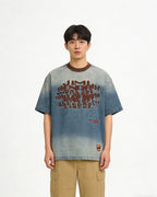 Washed distressed short sleeves