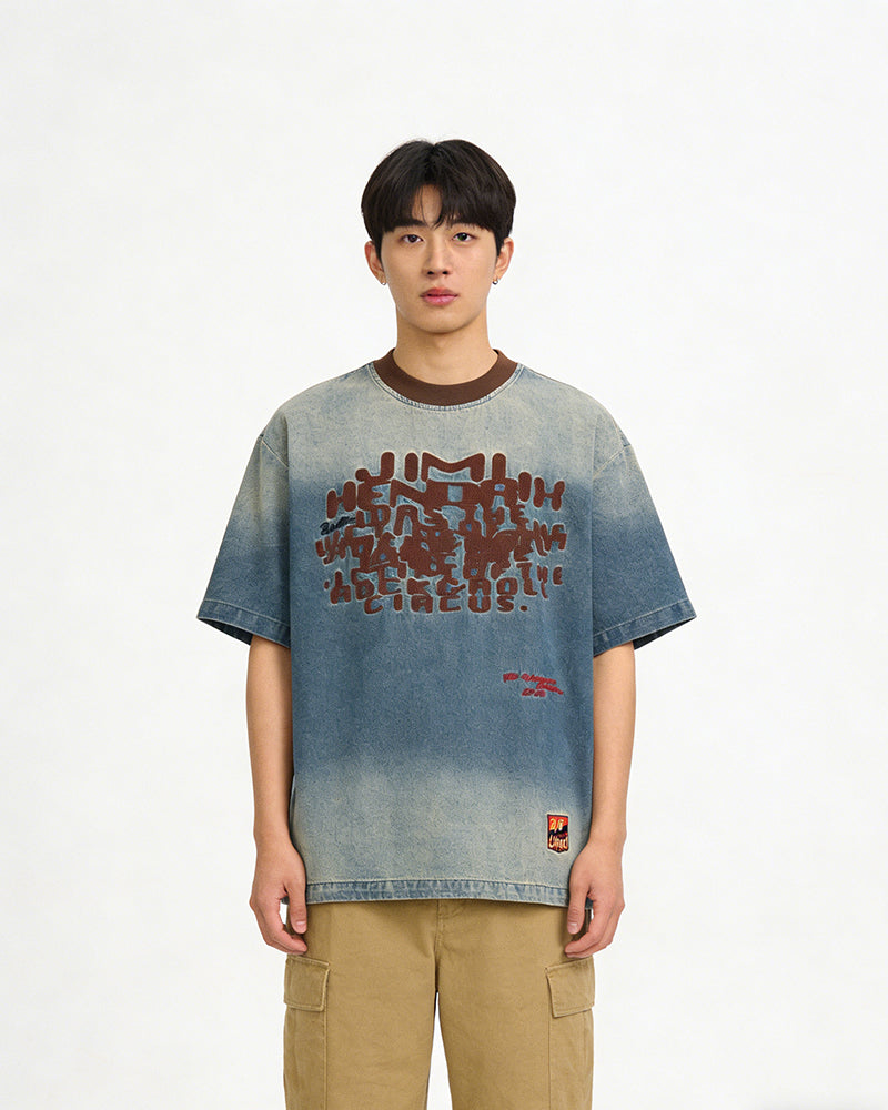 Washed distressed short sleeves